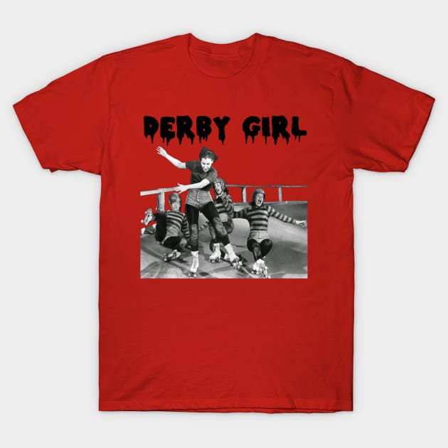 DERBY GIRL ROLLERSKATE VINTAGE ROLLERDERBY gerry murray T-Shirt by Luckythelab